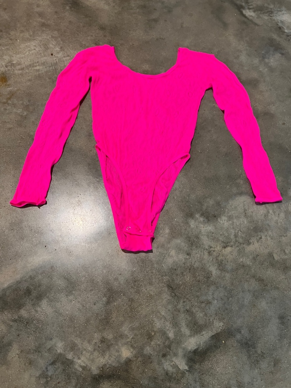 Women Long-Sleeve One-Piece Bodysuit - Hot Pink